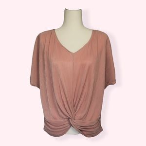 Willow & Root Textured Dolman Blouse with Twist